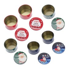  6 pezzi Serie natalizie Scatole di caramelle in latta Rotonda Contenitore per