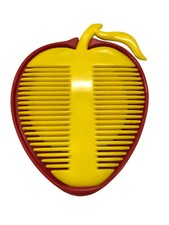 PETTINE CON SPECCHIO DA BORSETTA A FORMA DI MELA ACCESSORI CAPELLI VINTAGE CM 11