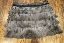 Pinko minigonna nera con frange e perline in vita taglia M 8 