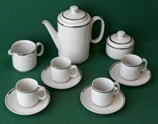 SERVIZIO DA CAFFÈ VINTAGE PER 4 PORCELLANA BIANCA FILO ARGENTO ROYAL CP. JJJ97
