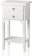 Comodino in Stile Shabby Chic Bianco Con Due Cassetti E Un Ripiano, Comodino in 