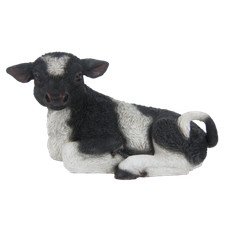 Statua vitello ornamento mucca animale statuina piccolo giardino casa scultura nero/bianco