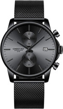 Orologi Da Uomo Moda Sport Al Quarzo Analogico Nero Maglia Acciaio Inossidabile 