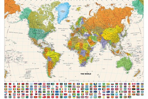 Mappa del mondo 32x50 - , pollici