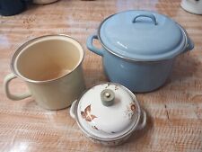 Set 3 Pentole Smaltate Vintage Diam: 13.5cm,16cm,22 Cm.