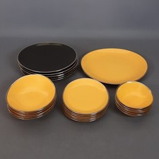 Set Piatti Porcellana Ovali Royal Fine China Platinum Jewel Giallo Nero Vintage