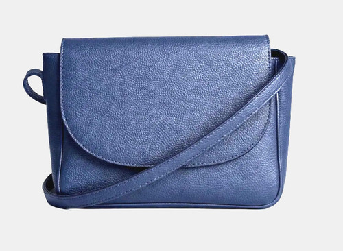 Borsa tracolla pelle blu - in,