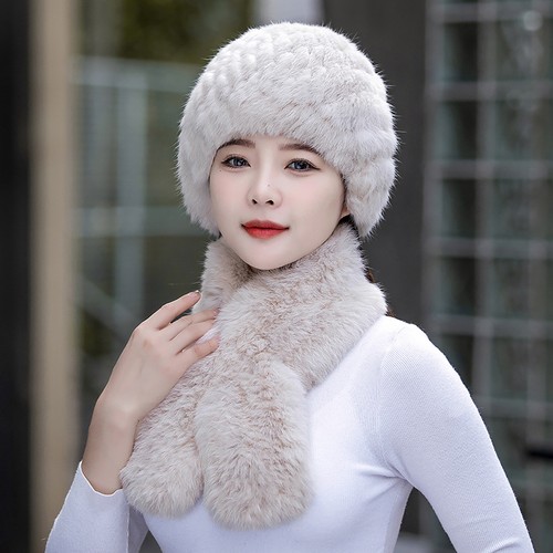 Cappello sciarpa donna vera - e,