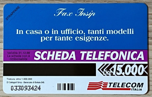 Carta telefonica fax insip - insip,