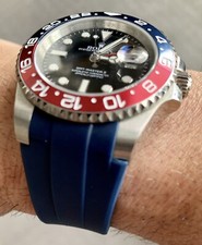 Cinturino in gomma vulcanizzata BLU 20mm per orologi Rolex in ceramica - svasato alle anse