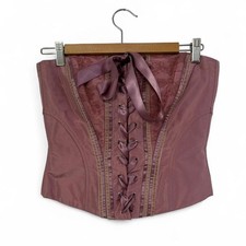 LUISA SPAGNOLI Top Corpetto rosa viola dettagli in pizzo Tg IT 40 Seta Silk