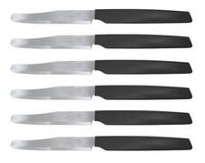 Set 6 Coltelli da Tavola Cucina Active Lama Seghettata Neri Pedrini