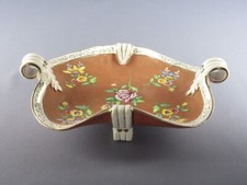 Centrotavola terracotta vassoio dipinto e smaltato a mano vintage anni '40