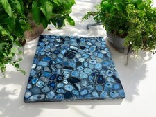 Tavolino da caffè e pranzo 12"x18" pietra agata blu fatto a mano arredamento moderno