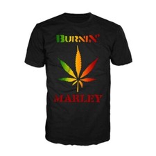 T-shirt ufficiale Bob Marley Burnin' Leaf da uomo nera Bob Marley maglietta classica