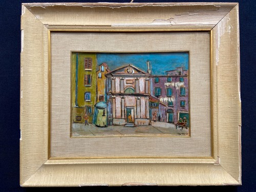 Olio cartone paesaggio - su,