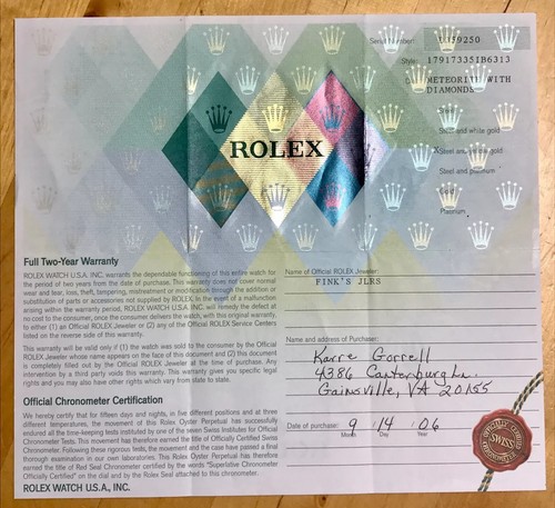 Rolex certificate datejust - rolex,