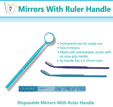 Specchio bocca dentale 12-100 pezzi #4 con manico strumenti dentali con manico righello