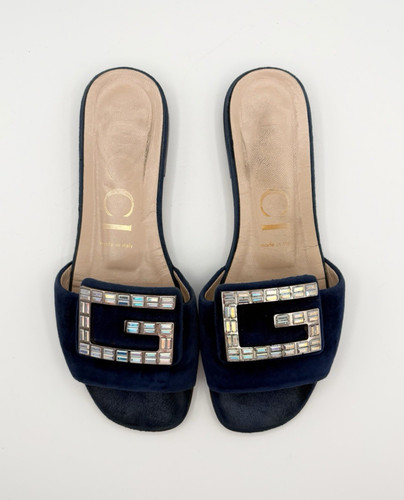 Gucci blue velvet sandals - sandals, w/