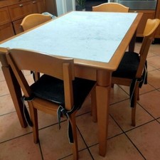 tavolo in legno ciliegio color miele con marmo carrara allungabile + 4 sedie