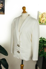 Blazer Elegante Vintage Anni 80 90 Bianco Disco ALESSANDRA M In Vendita