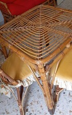 Tavolo quadrato e 4 sedie per arredamento da giardino in rattan e bamboo