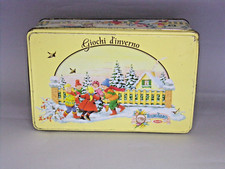 Scatola in latta mulino bianco giochi d'inverno biscotti collezione 1991