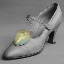 Coppia di Antiche fibbie da Scarpe madreperla e argento fine ottocento