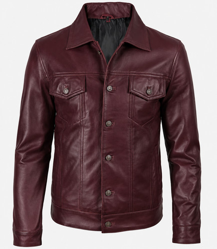 Giacca uomo pelle bordeaux