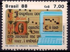 Brasile 1988 Archivio Nazionale Antico e Moderno Scrittura/File Computer 1v MNH