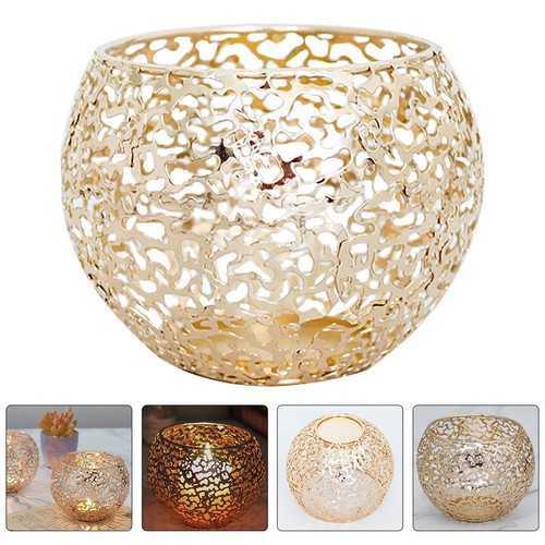 Gold metal candle holders - ,