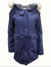 Parka Donna Navy Con Collo In