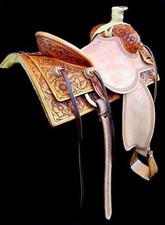 Bella sella Western Barrel Pleasure Trail Co Reining intagliata 16" tutte...