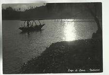 interessante cartolina di lago di como di notte con barca da pesca lucia 1951 