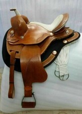 Bella /Western in pelle Treeless Barrel Pleasure Reining 16" Sella di tutte...