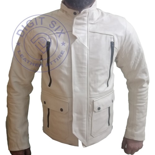 Giacca moto pelle panna - panna,