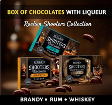 Roshen Shooters Rum Brandy Whisky Liquore Riempito Cioccolato Candela Dolci Ucraina