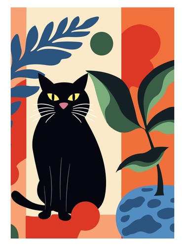 Poster moderno gatto - moderno, nero