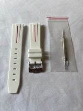 Cinturino OmegaxSwatch in silicone ansa 20mm Bianco striscia Rossa