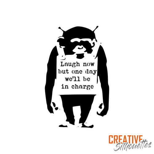 Banksy laugh now - now, monkey