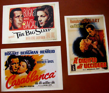 3 Mini locandine Film HUMPHREY BOGART: CASABLANCA,THE BIG SLEEP,DIRITTO UCCIDERE