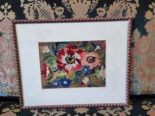 Quadro Beppe Serafini Fiori su carta di giornale tecnica mista