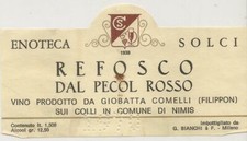REFOSCO DEL PECOL ROSS 1970 - ENOTECA SOLCI - ETICHETTA VINO