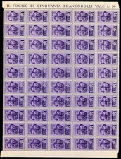 Emissioni Locali- Imperia - 1945 - Foglio intero di 50 esemplari del 1 lira