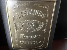 🔴 JACK DANIEL'S fiaschetta acciaio 8 oz rivestita pelle con placca metallo