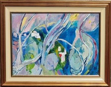 Enrico Paulucci ( Genova 1901 - Torino 1999 ) " Ulivi II"  1982,olio tela 50 x70