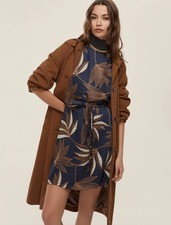 Abito in raso blu a fantasia