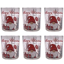 6 bicchieri gnomo babbo natale rosso merry christmas decorazione tavola natalizi