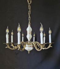 Lampadario vintage ottone ceramica illuminazione plafoniera 8 bracci 8 luci Ø 25,8"in