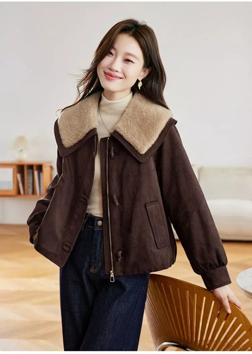 Cappotto corto donna marrone - corto,